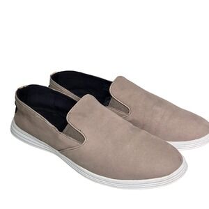 Cole Haan Grand OS Womens 7.5 B Taupe Leather Slip On Sneakers W14613 Beige